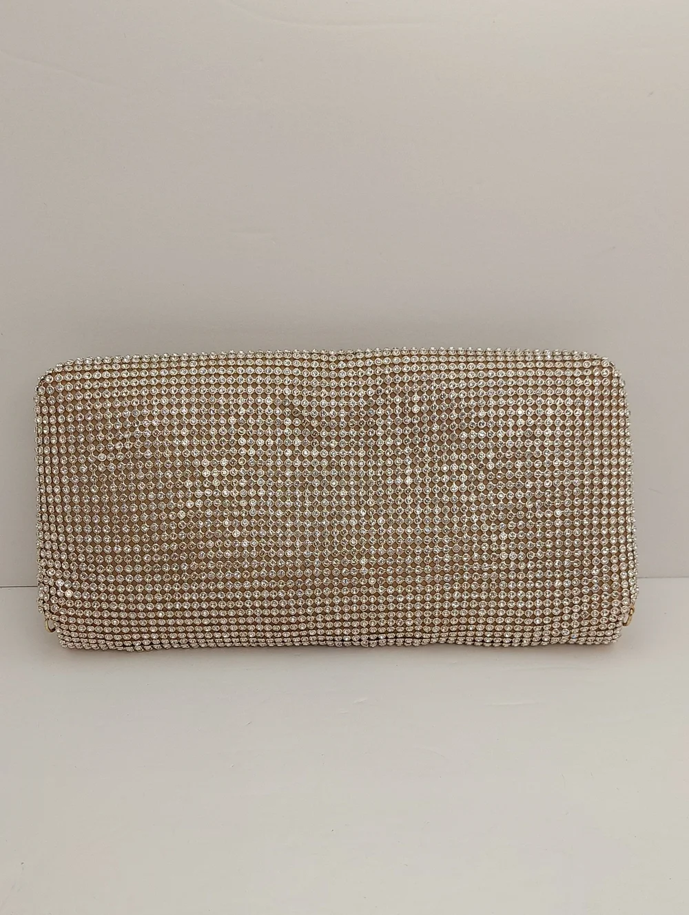 Kelly & Katie Rhinestone Clutch Bag Gold Cream